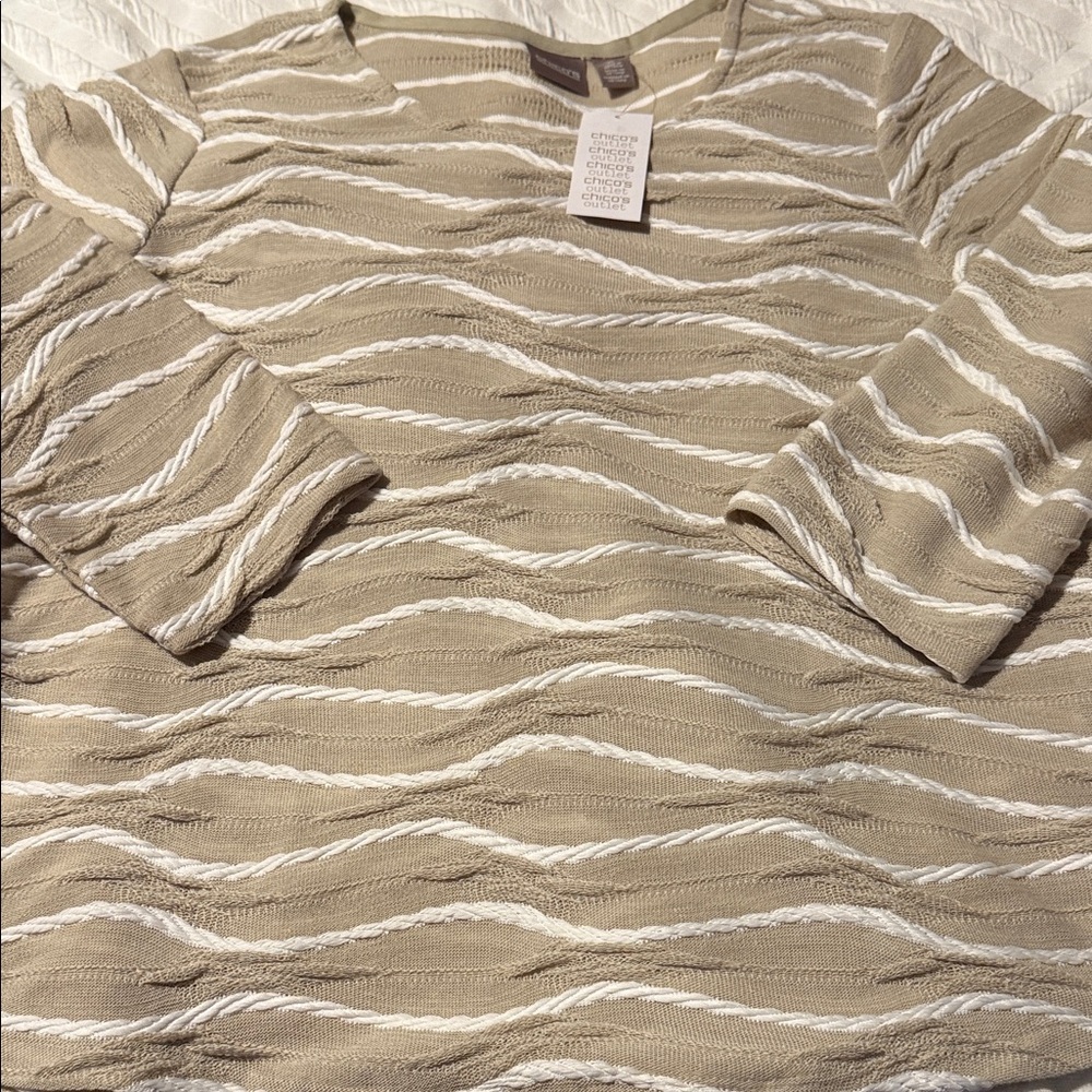 Chico's Beige and Cream Knit Sweater